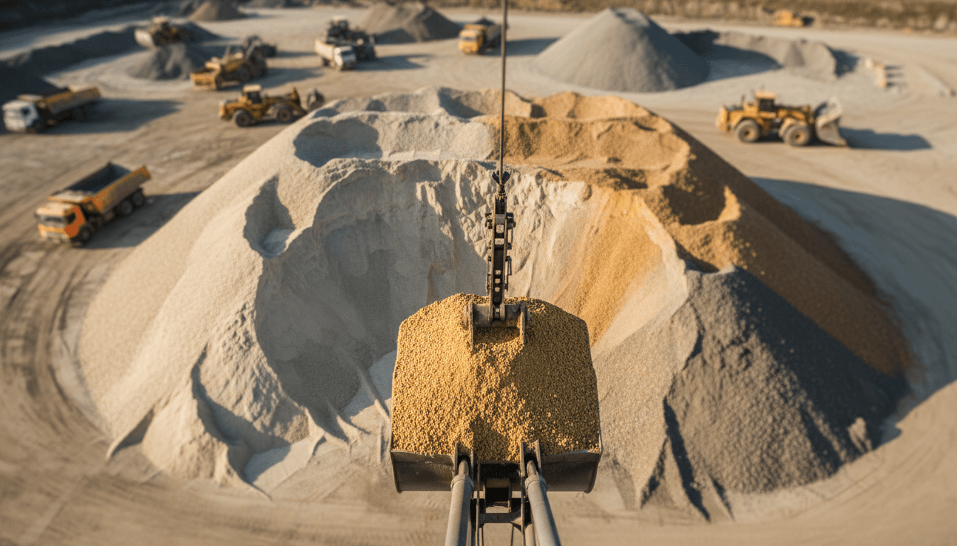 Dumper in fase di carico di materiale