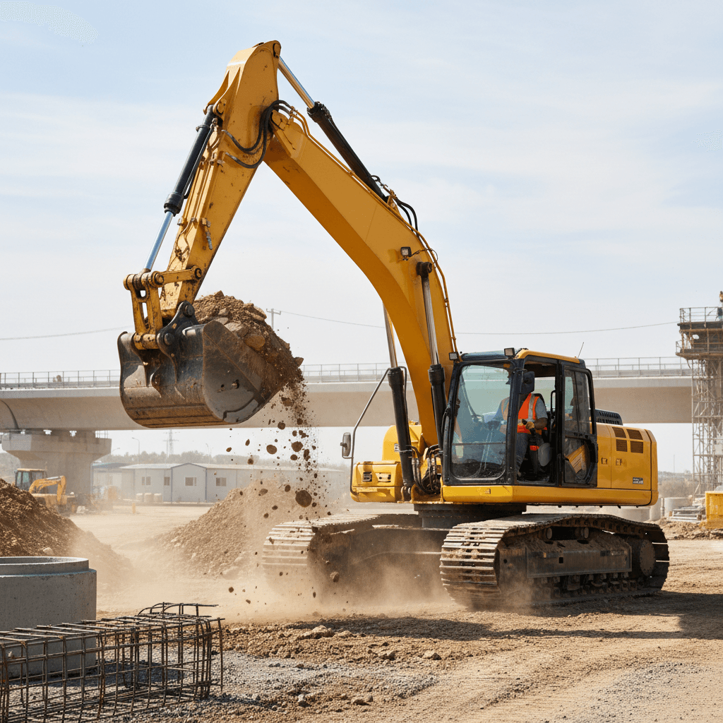 Compattatore in funzione su cantiere a Modena