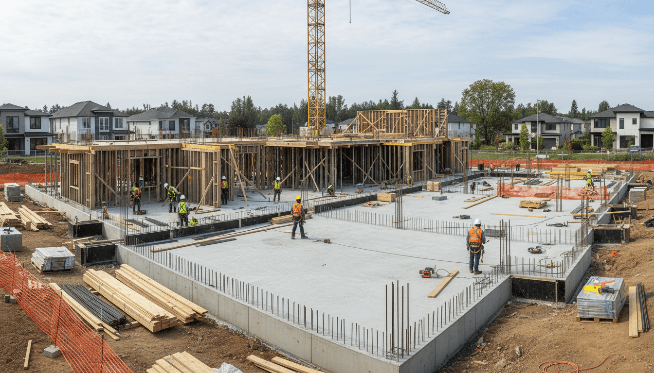 Piattaforma aerea in cantiere residenziale